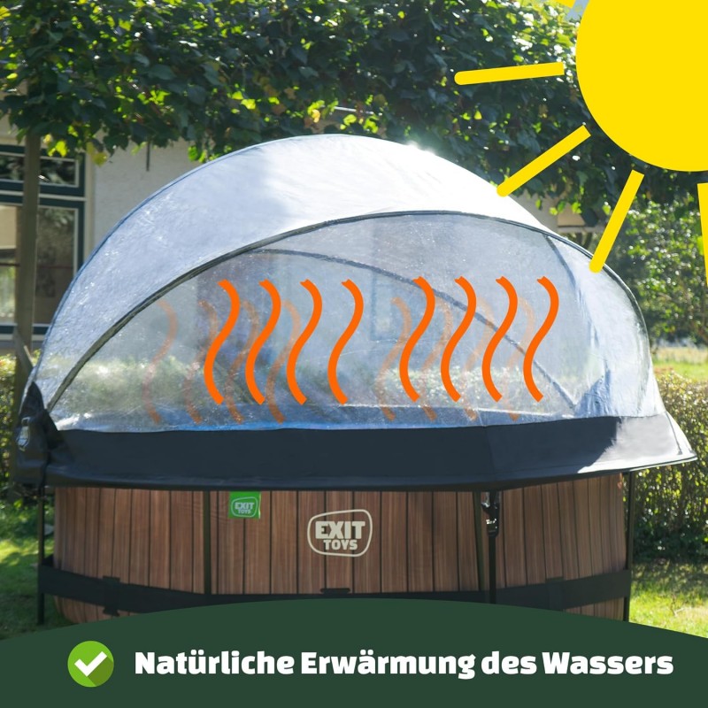 Freizeitpool Gartenpool Holzpool mit multifunktionaler Abdeckung Ø 300 x 76 cm runder Rahmenpool – Thumbnail 7