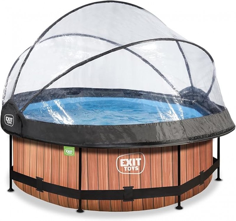 Freizeitpool Gartenpool Holzpool mit multifunktionaler Abdeckung Ø 300 x 76 cm runder Rahmenpool – 3