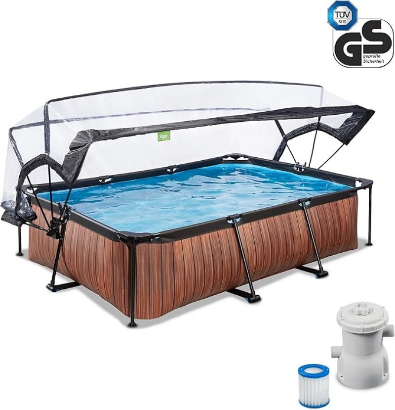 Schwimmbecken Swimmingpool Gartenpool Holzpool mit Multifunktionsabdeckung 300 x 200 x 65 cm rechtec – 4