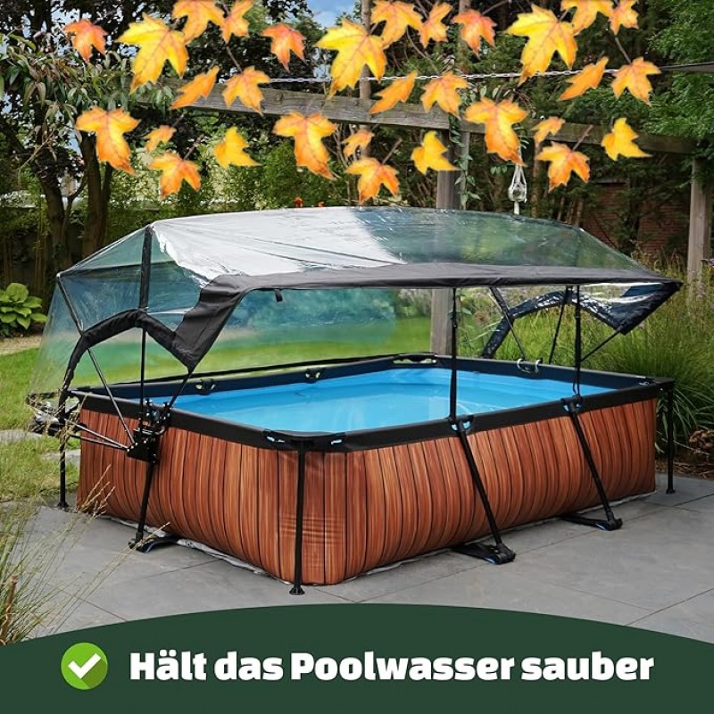 Schwimmbecken Swimmingpool Gartenpool Holzpool mit Multifunktionsabdeckung 300 x 200 x 65 cm rechtec – 5