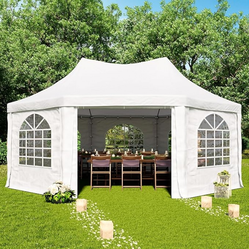 Pagodenzelt Pavillon Partyzelt Hochzeitszelt schneller einfacher Aufbau Fenstern robuste PVC-Plane