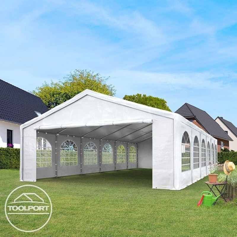 Bierzelt Partyzelt Pavillonzelt Festzelt Gartenzelt PE-Plane 450N wasserdicht grau/weiß 40 - 72 qm