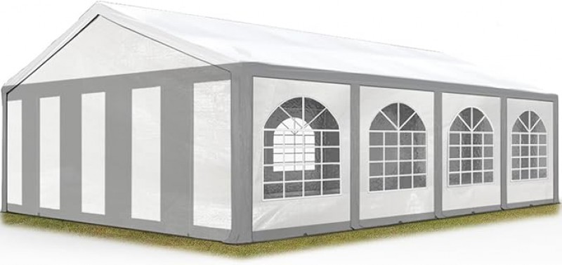 Bierzelt Partyzelt Pavillonzelt Festzelt Gartenzelt PE-Plane 450N wasserdicht grau/weiß 40 - 72 qm – 2
