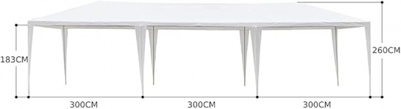 Hochzeitszelt Gartenpavillon faltbares Partyzelt Pavillon 3 x 9 m 27 qm wasserdicht mit 8 Wänden UV- – 4