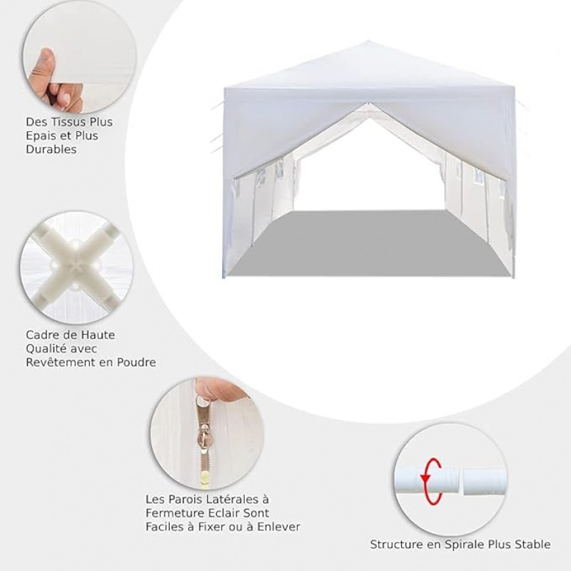 Hochzeitszelt Gartenpavillon faltbares Partyzelt Pavillon 3 x 9 m 27 qm wasserdicht mit 8 Wänden UV- – Thumbnail 6