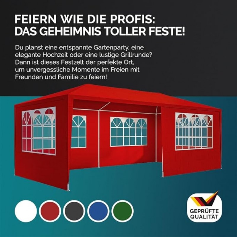 Festzelt 3 x 6 Festivalzelt Partyzelt Gartenzelt Pavillon UV-Schutz 18 m² Dachösen Fenster – 4