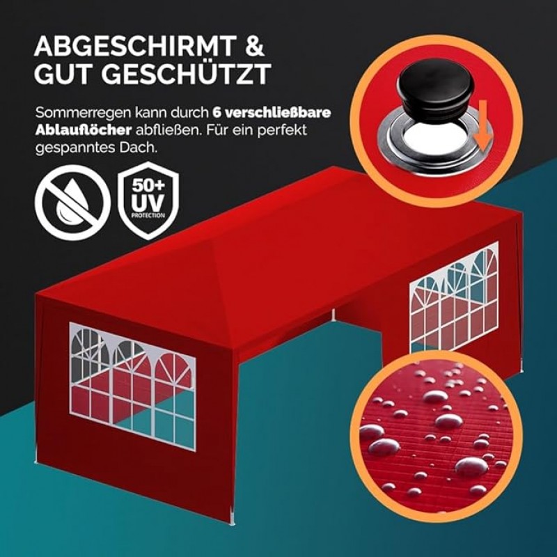 Festzelt 3 x 6 Festivalzelt Partyzelt Gartenzelt Pavillon UV-Schutz 18 m² Dachösen Fenster – Thumbnail 6