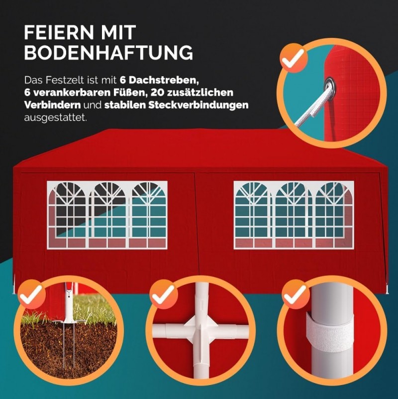 Festzelt 3 x 6 Festivalzelt Partyzelt Gartenzelt Pavillon UV-Schutz 18 m² Dachösen Fenster – Thumbnail 7