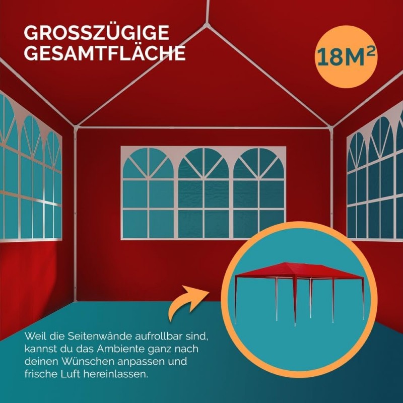 Festzelt 3 x 6 Festivalzelt Partyzelt Gartenzelt Pavillon UV-Schutz 18 m² Dachösen Fenster – Thumbnail 8