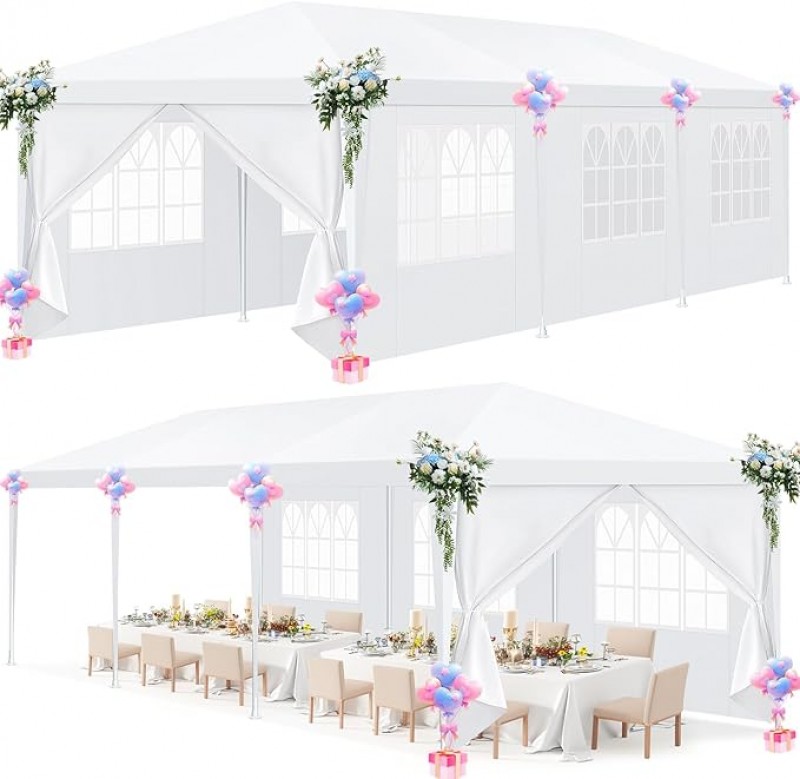 Pavillon 3 x 9 m Partyzelt Pavillon wasserdicht winterfest 8 abnehmbaren Wänden Gartenpavillon – 2