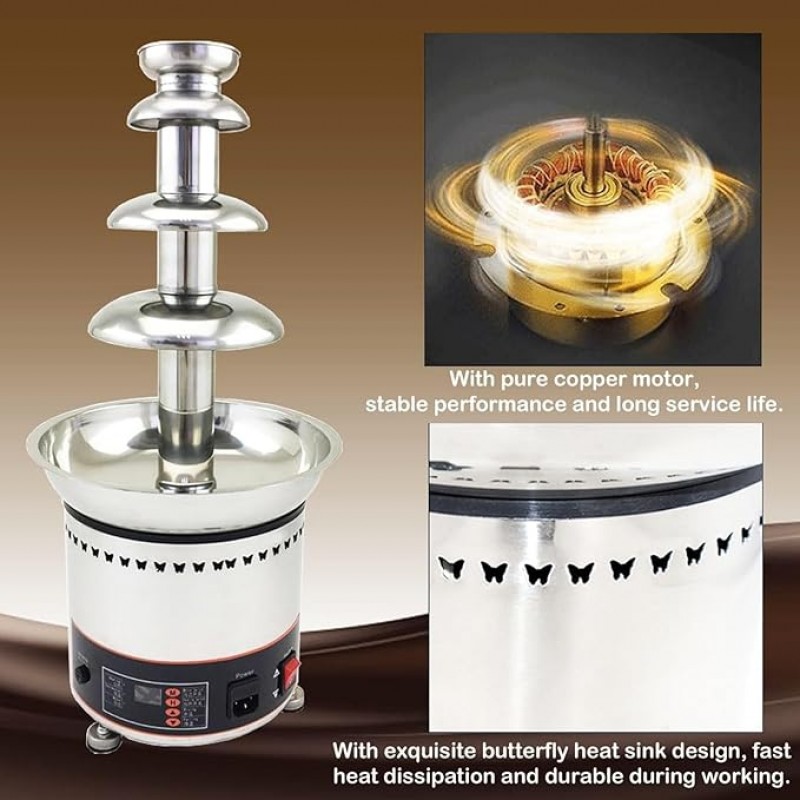 Schokoladenbrunnen 7 Ebenen Schokobrunnen groß Edelstahl elektrisch 330 W Party Hochzeit 43x43x103 – 4