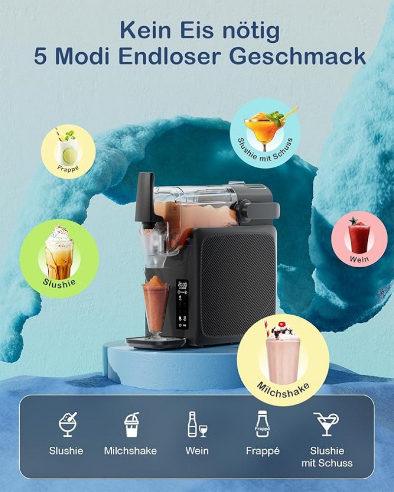 Slushie-Maschine 24-Stunden-Timer Selbstreinigung Kindersicherung 5 Programme Slushie Cocktail Milch – 4