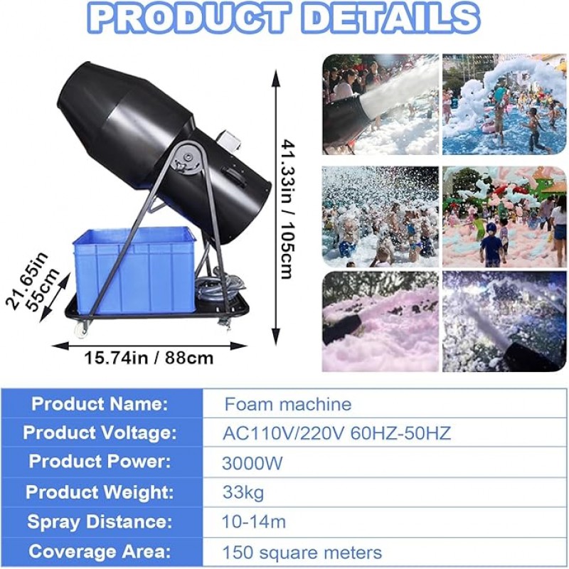 Party-Schaummaschine Schaummaschine 3000 Watt 10 – 14 m für Partys Bühnenschaummaschine – 4