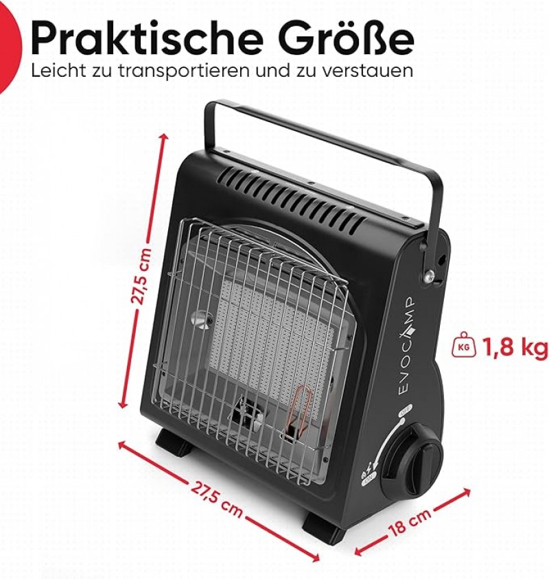 Tragbarer Gasheizer Heizgerät Zeltheizer Campingheizer 1,7 kW multifunktionaler Keramikheizer – 3