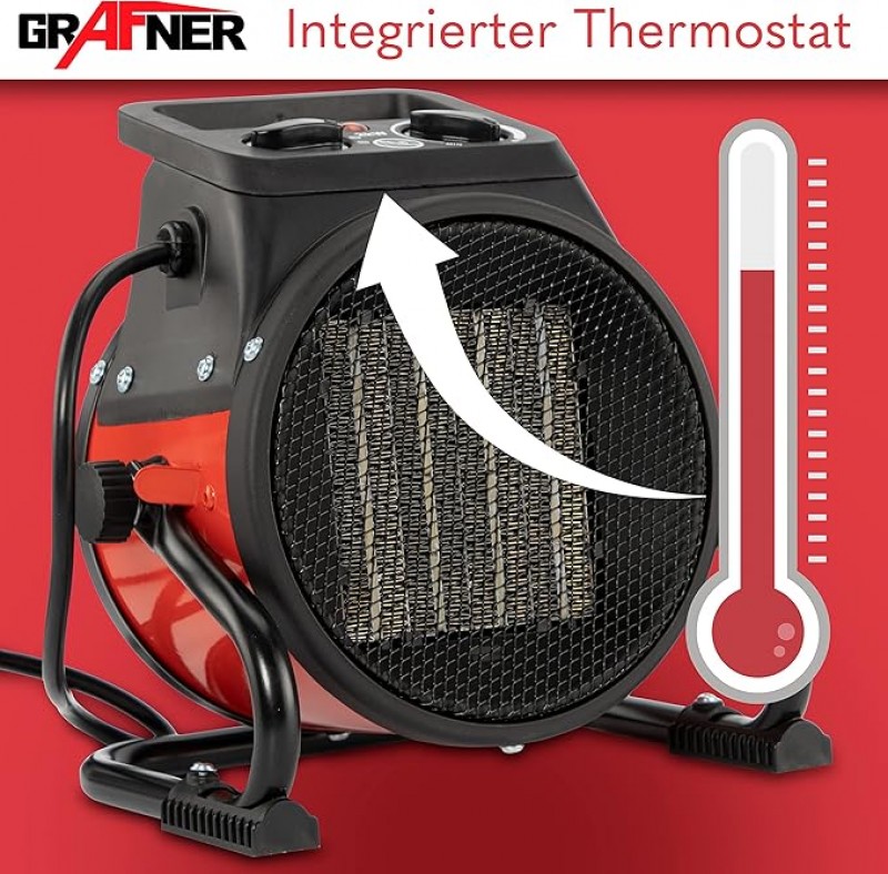 Stromheizung Elektroheizung Elektroheizer Zeltheizung Heizlüfter mit 2000 Watt 2 KW 3 Heizstufen  – Thumbnail 6