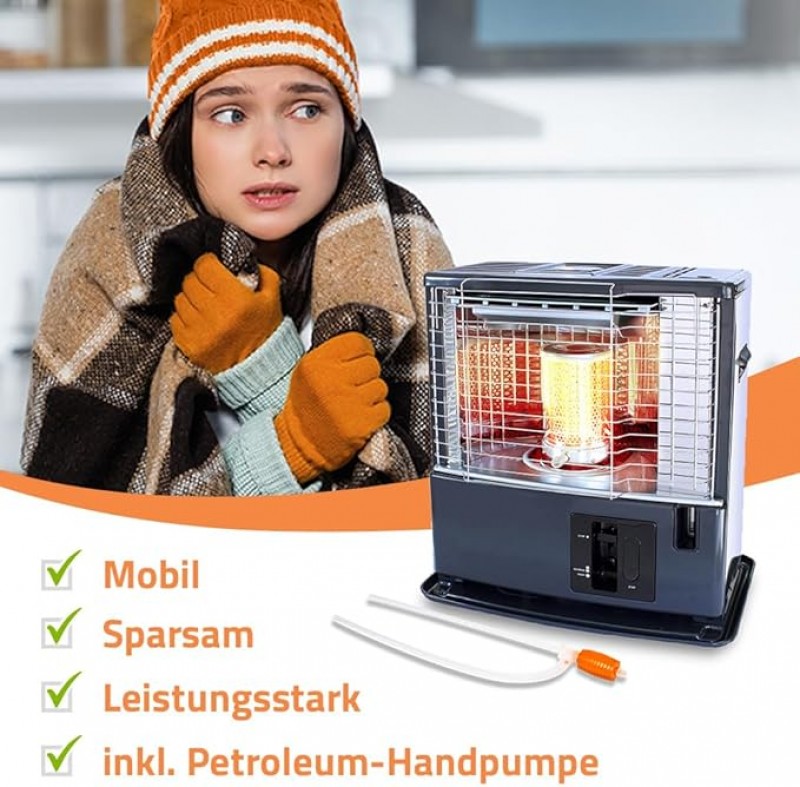 Petroleumheizer 3000 Watt 15 Stunden mit Handpumpe Heizgerät für Outdoor Camping Garten Terrasse – Thumbnail 6
