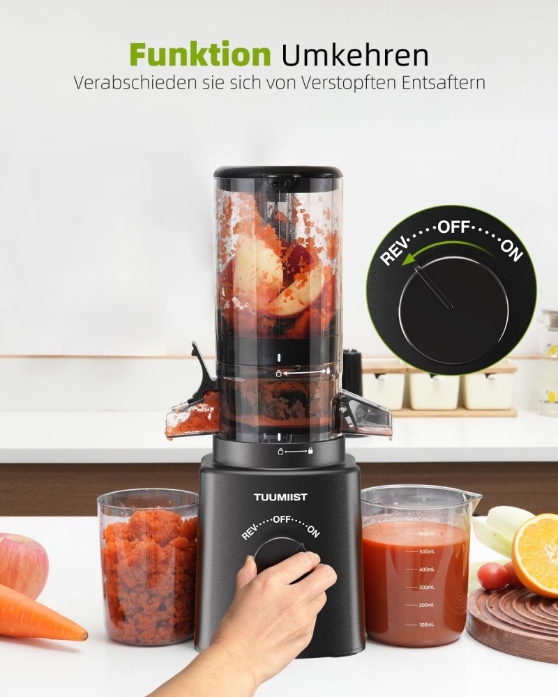 Entsafter Obstpresse Apfelpresse Weinpresse Saftpresse Traubenpresse Beerenpresse elektrisch 0,8 L – Thumbnail 6
