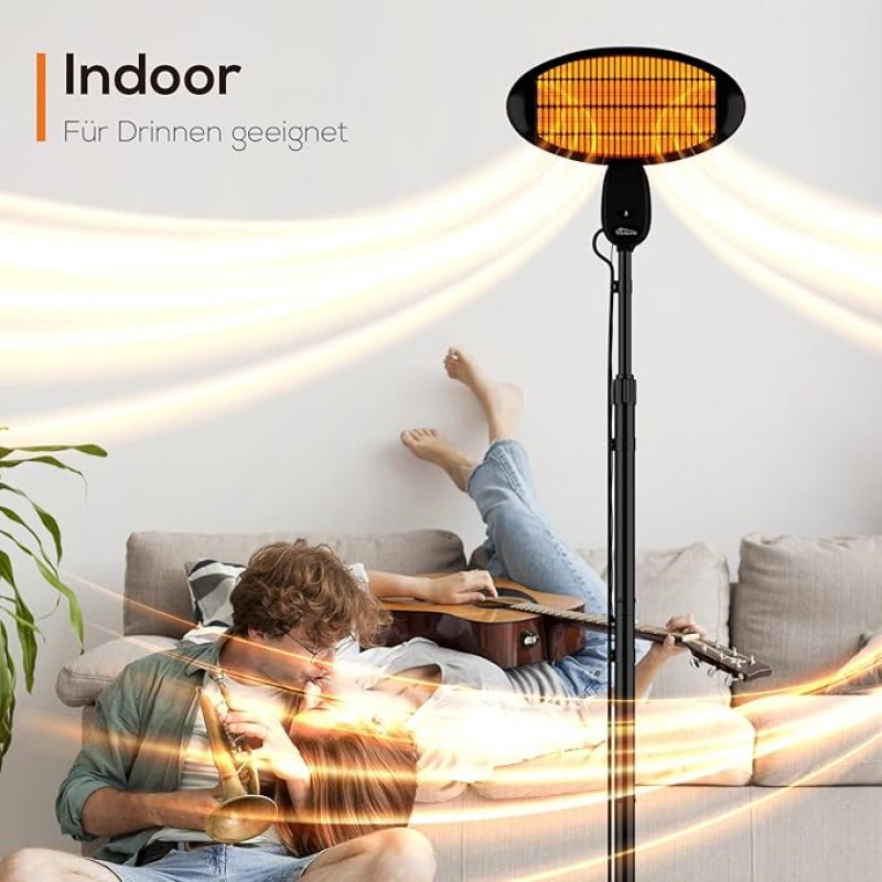 Wärmestrahler Infrarotstrahler Standheizstrahler Terrassenheizer 2000 Watt Terrasse Heizstrahler – 4