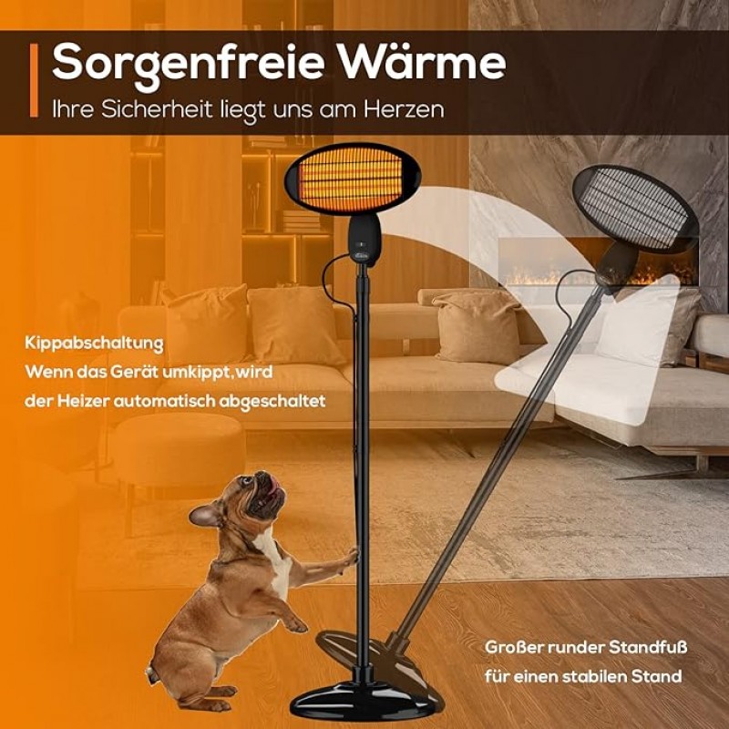 Wärmestrahler Infrarotstrahler Standheizstrahler Terrassenheizer 2000 Watt Terrasse Heizstrahler – 5