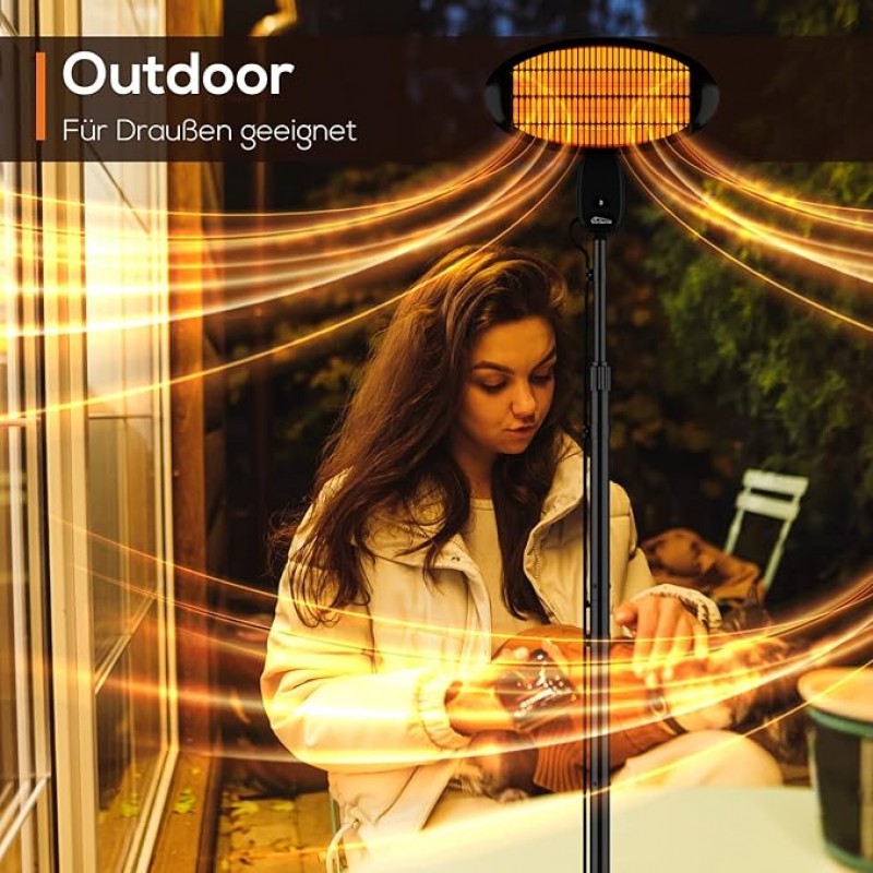 Wärmestrahler Infrarotstrahler Standheizstrahler Terrassenheizer 2000 Watt Terrasse Heizstrahler – Thumbnail 6