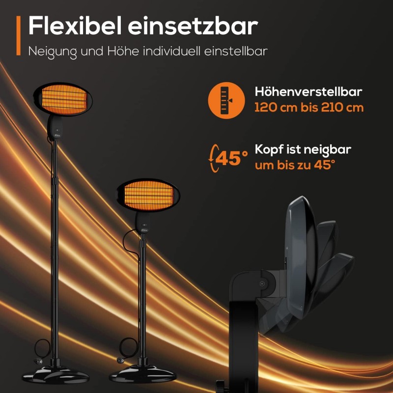 Wärmestrahler Infrarotstrahler Standheizstrahler Terrassenheizer 2000 Watt Terrasse Heizstrahler – Thumbnail 7