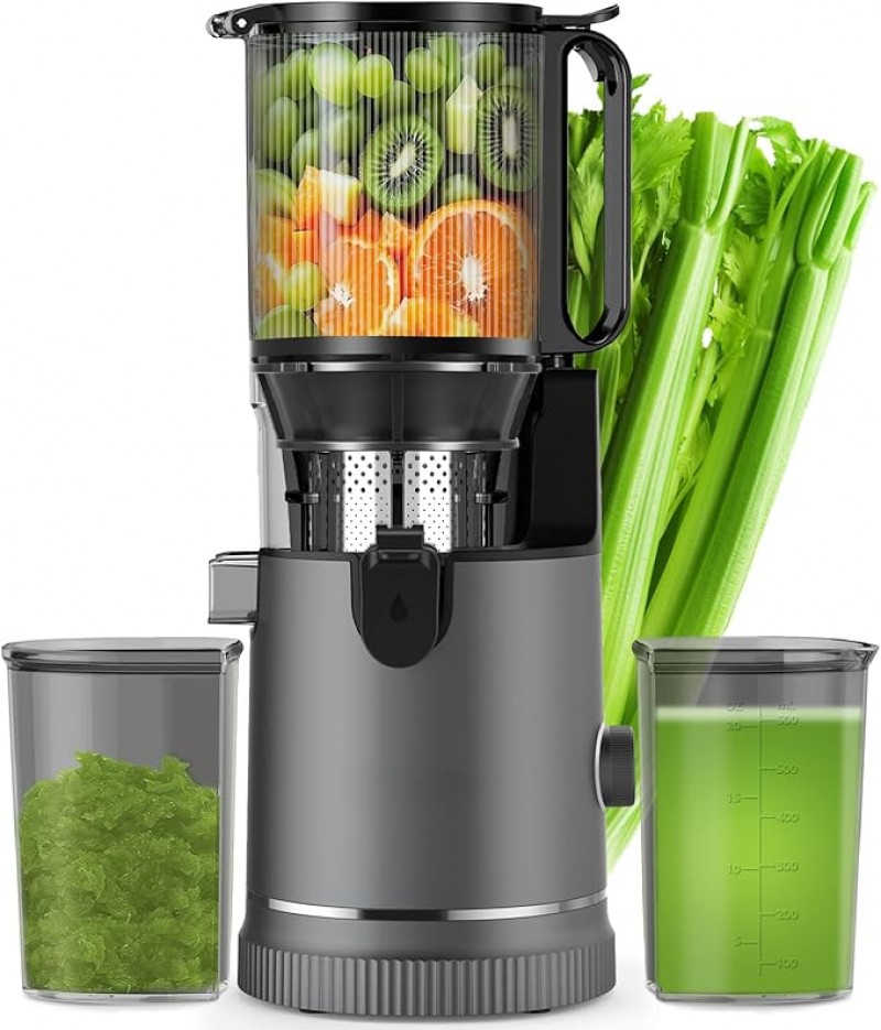 Entsafter 1,8 L Slow Juicer 400 W 147 mm Einfüllschacht elektrisch hohe Saftausbeute &amp; Nährstoffe