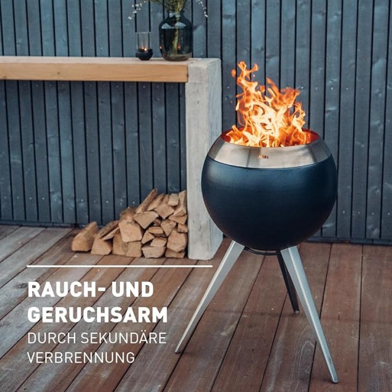 Feuerschale Feuerkorb rauchfrei mit hohem Boden aus Edelstahl emaillierter Holzvergaser-Technologie – 4