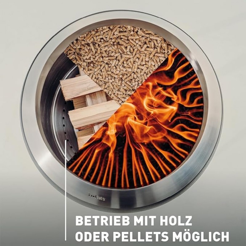 Feuerschale Feuerkorb rauchfrei mit hohem Boden aus Edelstahl emaillierter Holzvergaser-Technologie – 5