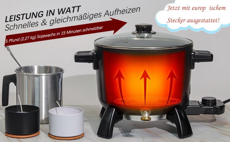 Wachsschmelzer Wachsschmelztopf Wachsschmelze 6L temperaturbeständig groß mit Ausgießer einfach – Thumbnail 6