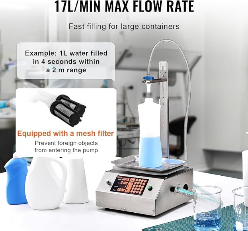 Abfüllmaschine 17 l/min Flüssigkeitsabfüllmaschine 30–15.000 g pro Abfüllung Flaschenabfüllmaschine – 5