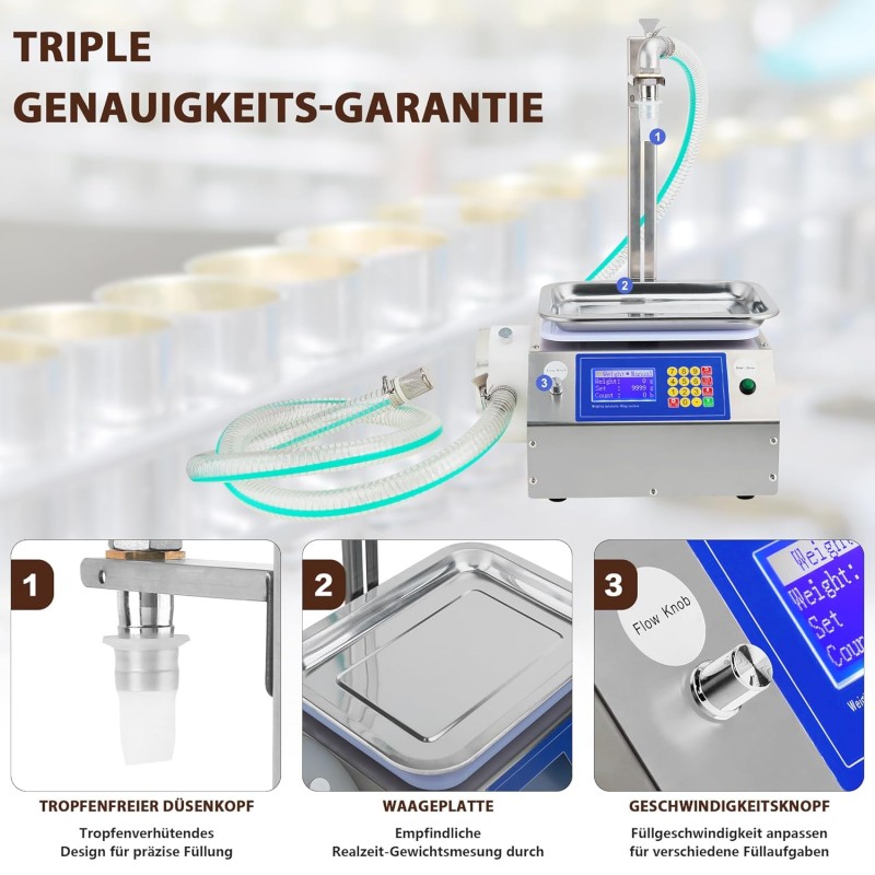 Pastenabfüllmaschine Abfüllmaschine Flaschenabfüllmaschine Flüssigkeitsabfüllmaschine 7 L/Min 1000g – Thumbnail 6