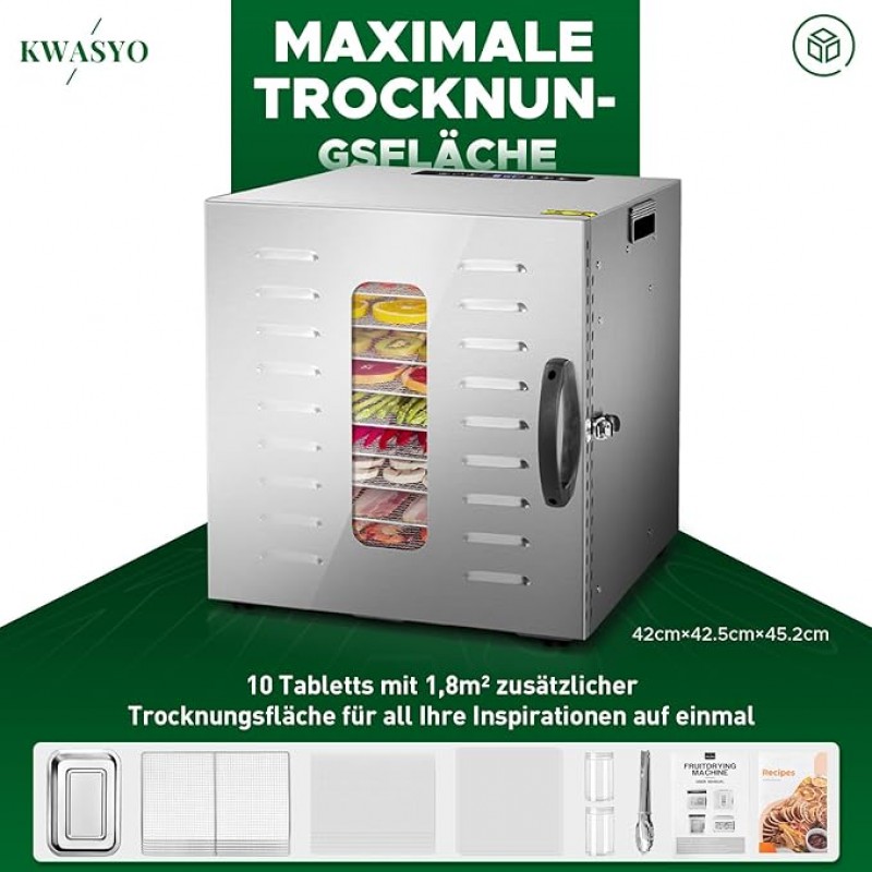 Dörrgerät Dörrautomat trocknen Obst Früchten Gemüse u.a. Edelstahl 1000 Watt 10 Stufen mit 30-90°C – 3