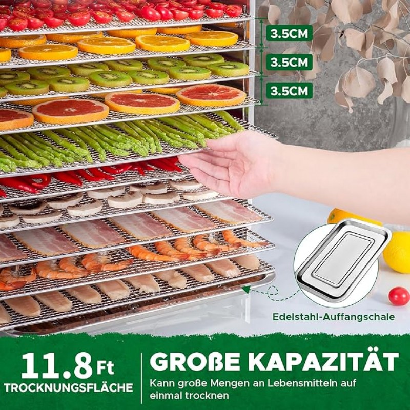 Dörrgerät Dörrautomat trocknen Obst Früchten Gemüse u.a. Edelstahl 1000 Watt 10 Stufen mit 30-90°C – 5