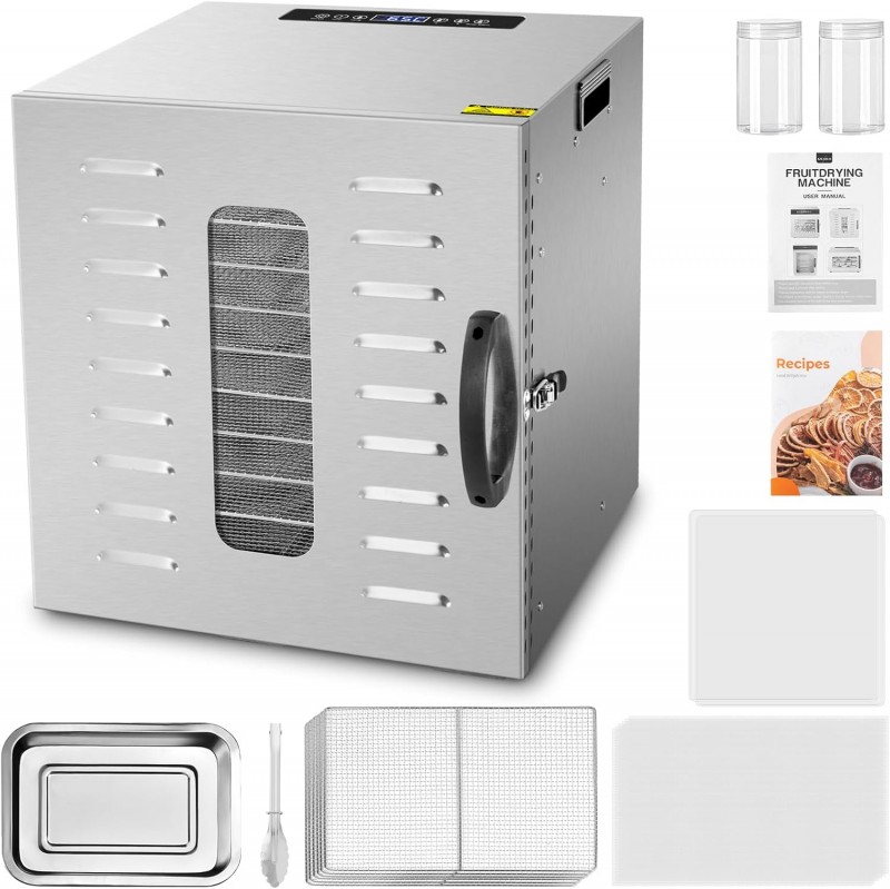 Dörrgerät Dörrautomat trocknen Obst Früchten Gemüse u.a. Edelstahl 1000 Watt 10 Stufen mit 30-90°C – Thumbnail 6