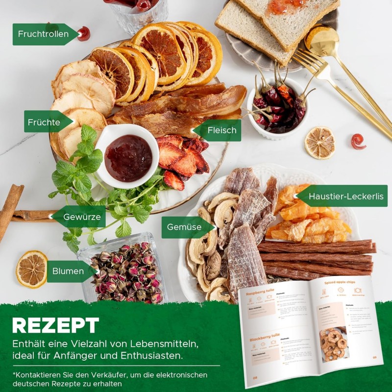 Dörrgerät Dörrautomat trocknen Obst Früchten Gemüse u.a. Edelstahl 1000 Watt 10 Stufen mit 30-90°C – Thumbnail 7