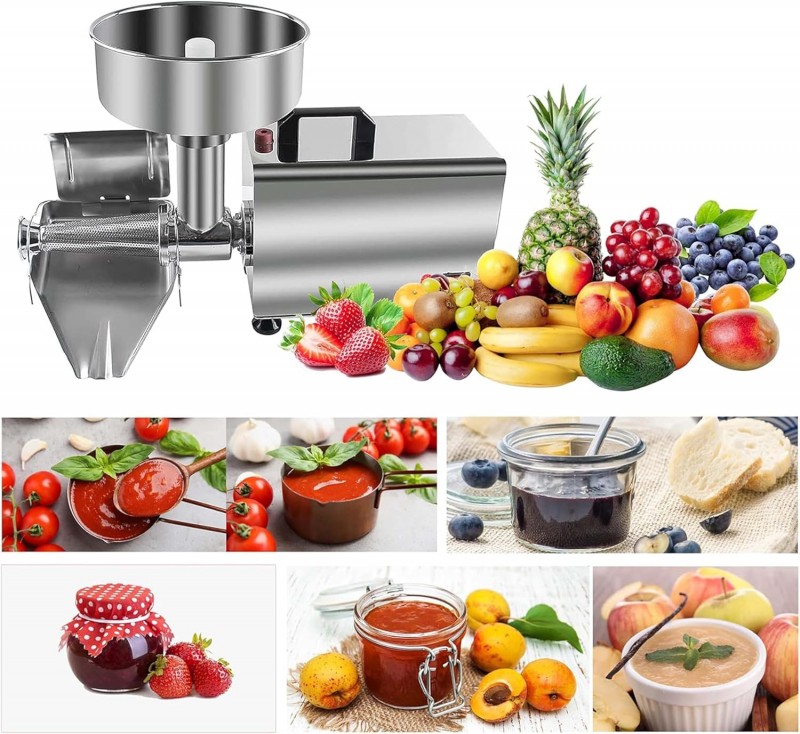 Tomatenpresse Ketchup-Maschine Soßenmaschine Tomatensieb Tomatenmühle elektrisch aus Edelstahl 370 W – Thumbnail 7