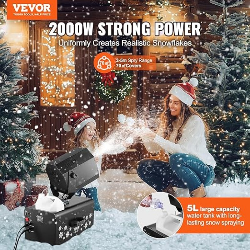 Schneemaschine 2000 W Swing-Schneemaschine mit 5-Liter-Tank kabelgebundene kabellose Fernbedienung