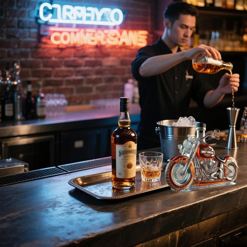 Motorrad-Whisky-Dekanter Whisky-Liebhaber Glasflasche lustige Trinkflasche Whisky Champagner Wodka – Thumbnail 7