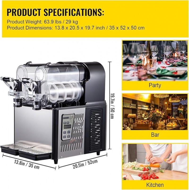 Smoothie-Maschine kommerzielle Slusheis-Maschine 2 x 3 l Doppeltank elektrische Schneeschmelz-Slush – 2