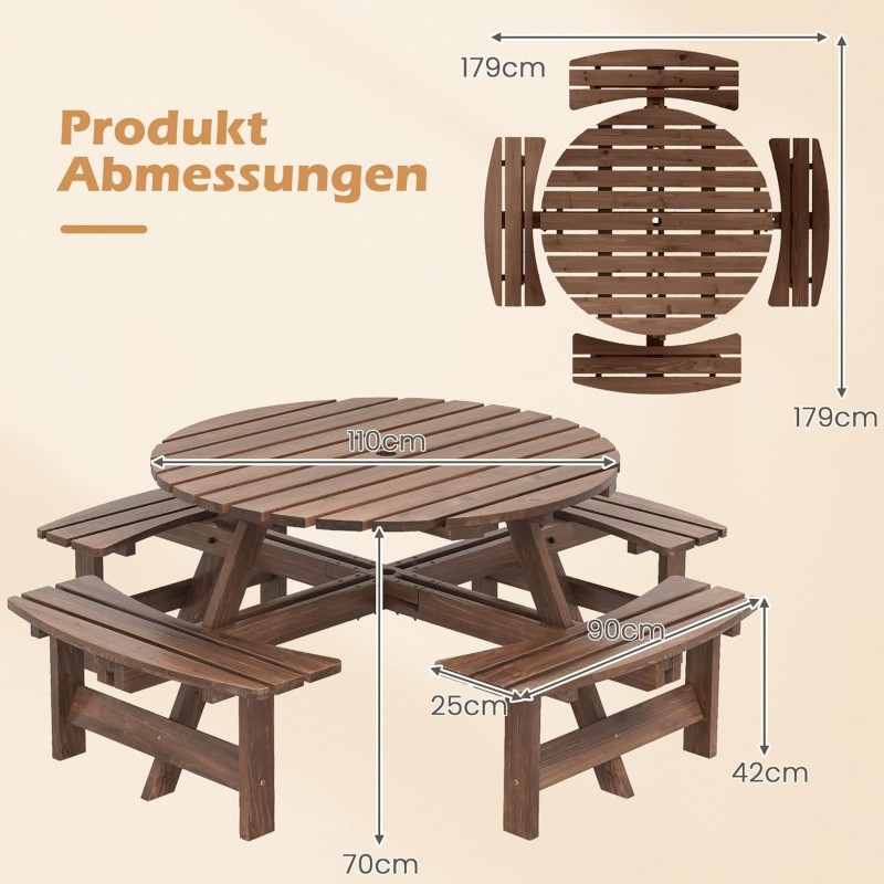Picknicktisch-Set Gartentisch Campingtisch Gartenmöbel Bierzeltgarnitur Terrassenmöbel Sitzgruppe 8  – 3