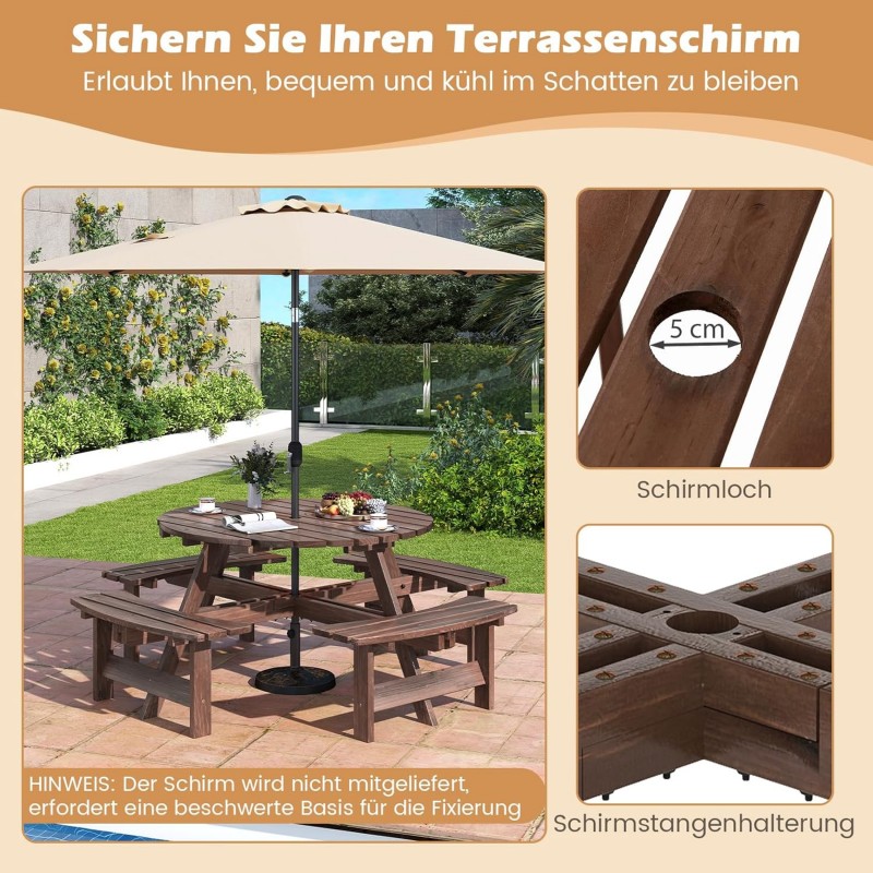 Picknicktisch-Set Gartentisch Campingtisch Gartenmöbel Bierzeltgarnitur Terrassenmöbel Sitzgruppe 8  – 4