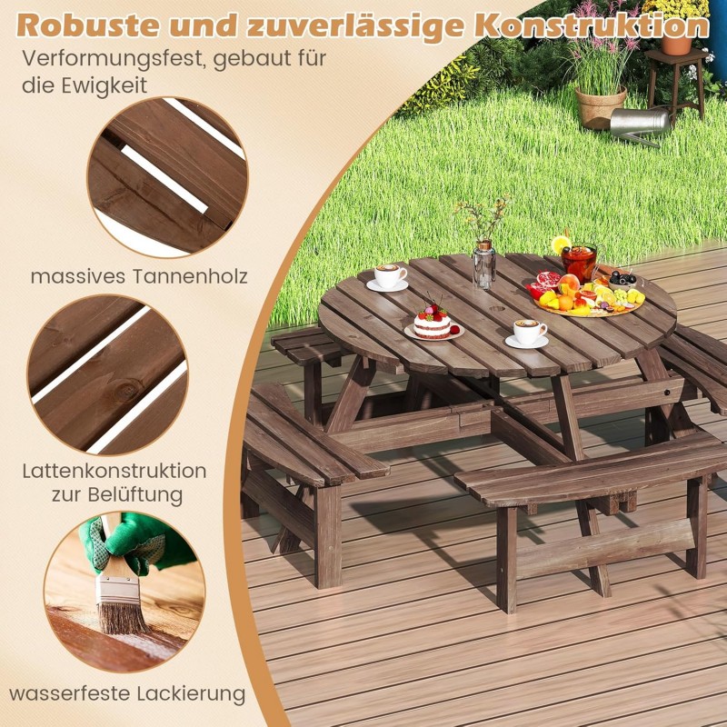 Picknicktisch-Set Gartentisch Campingtisch Gartenmöbel Bierzeltgarnitur Terrassenmöbel Sitzgruppe 8  – 5