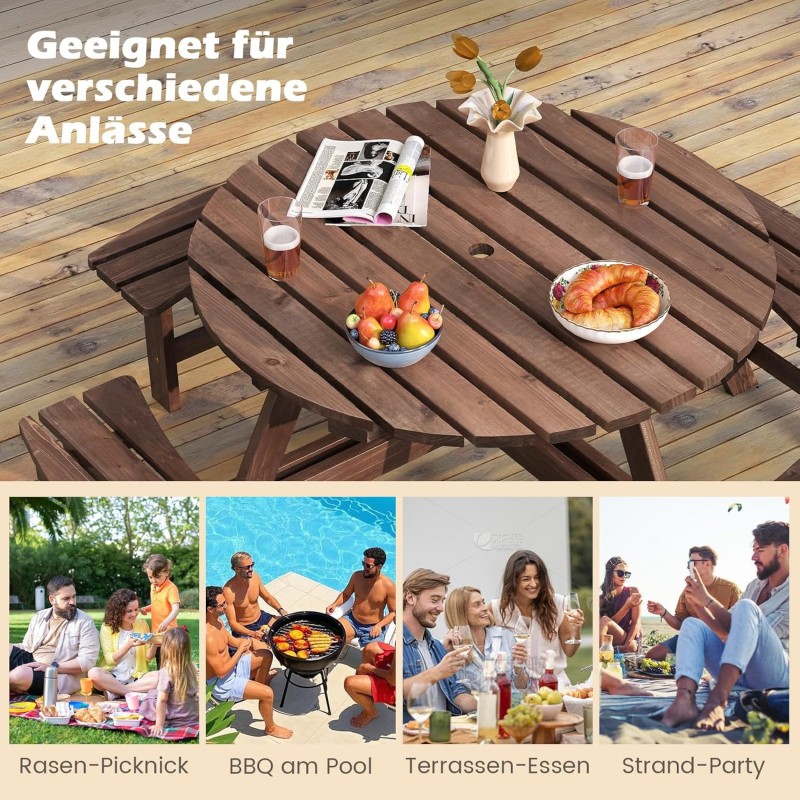 Picknicktisch-Set Gartentisch Campingtisch Gartenmöbel Bierzeltgarnitur Terrassenmöbel Sitzgruppe 8  – Thumbnail 7