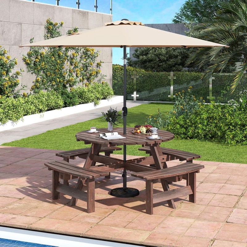 Picknicktisch-Set Gartentisch Campingtisch Gartenmöbel Bierzeltgarnitur Terrassenmöbel Sitzgruppe 8  – Thumbnail 8
