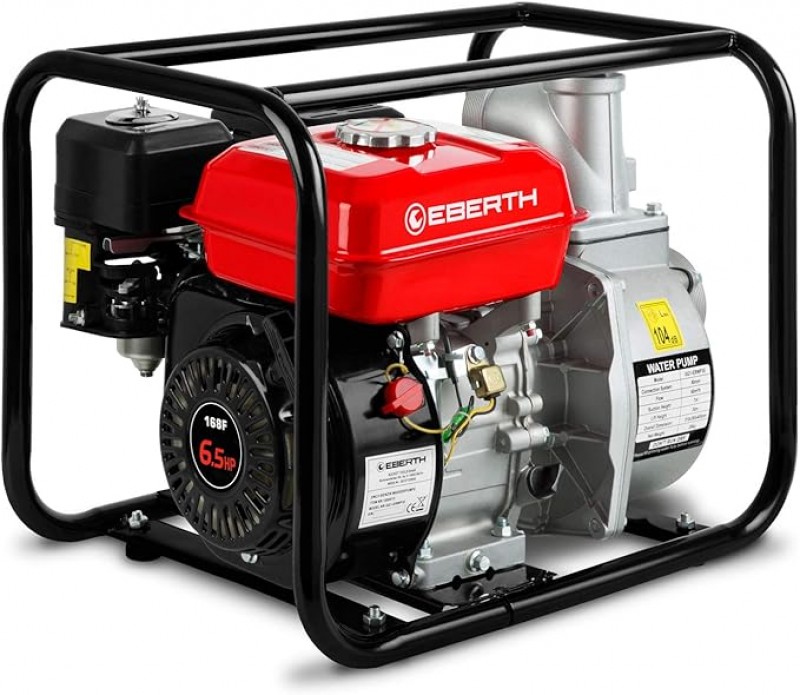 Wasserpumpe 6,5 PS Benzinpumpe Schmutzwasserpumpe Gartenpumpe 60.000 l/h und 30 m Förderhöhe 3 Zoll  – 2