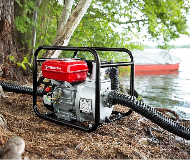 Wasserpumpe 6,5 PS Benzinpumpe Schmutzwasserpumpe Gartenpumpe 60.000 l/h und 30 m Förderhöhe 3 Zoll  – 3