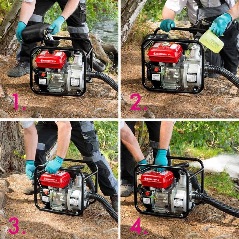 Wasserpumpe 6,5 PS Benzinpumpe Schmutzwasserpumpe Gartenpumpe 60.000 l/h und 30 m Förderhöhe 3 Zoll  – Thumbnail 7
