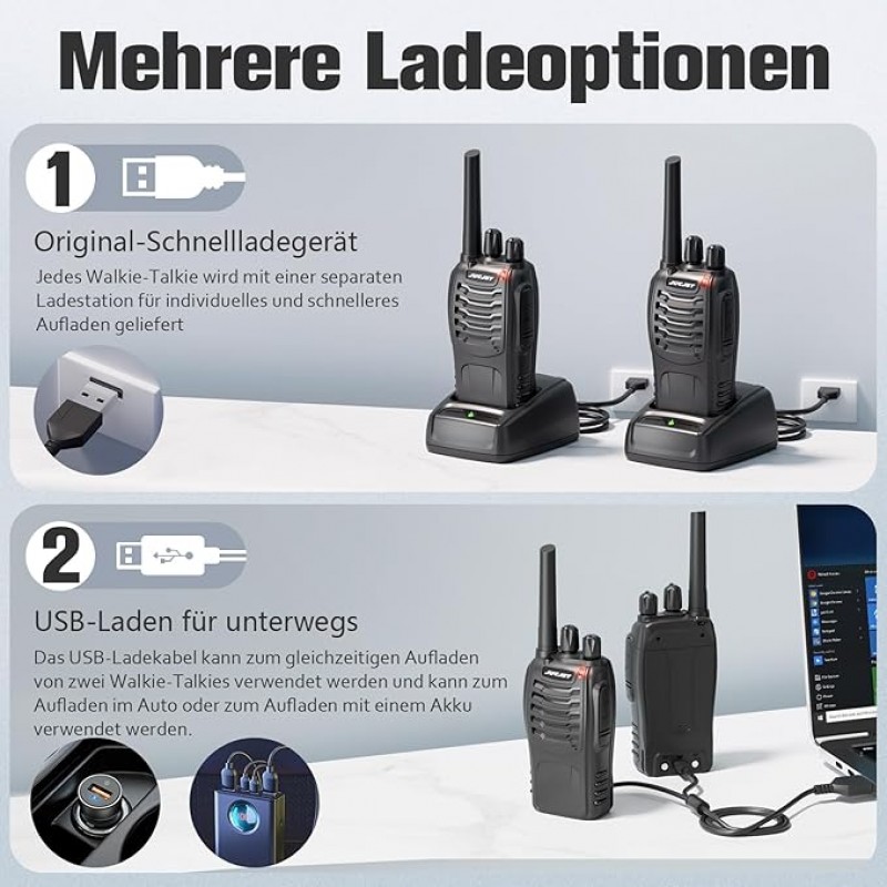 Walkie Talkie Funkgerät Handfunkgerät Headset Funkgeräte lizenzfrei 2 W 16 Kanäle 3-5 km Reichweite – 4