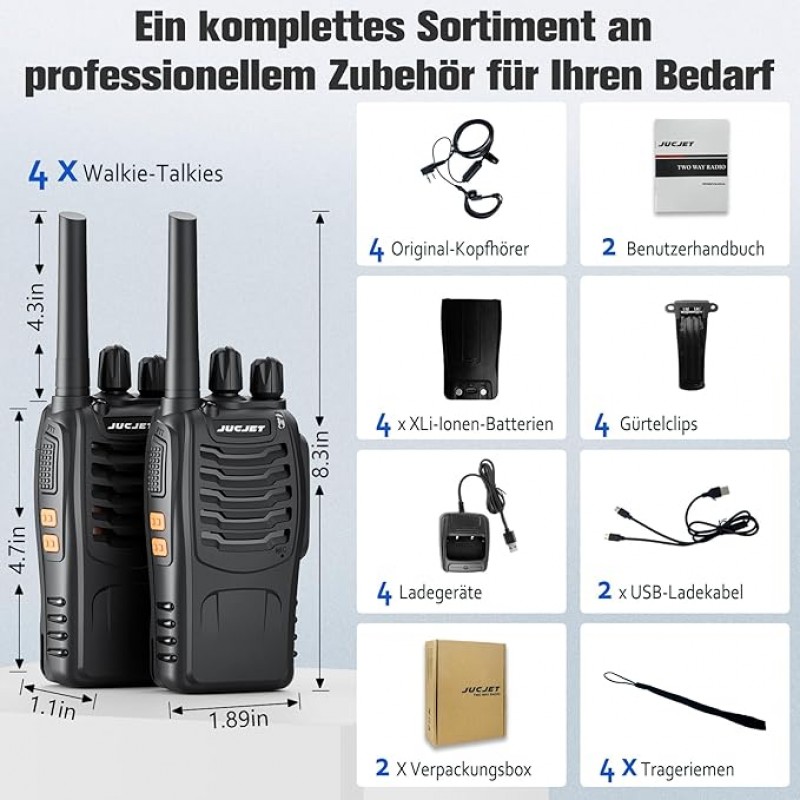 Walkie Talkie Funkgerät Handfunkgerät Headset Funkgeräte lizenzfrei 2 W 16 Kanäle 3-5 km Reichweite – 5