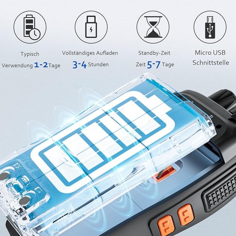 Funkgeräte Walkie-Talkies Haedset 6er-Pack verbessert Version lizenzfrei 16-Kanal 3-5 km Reichweite – 3